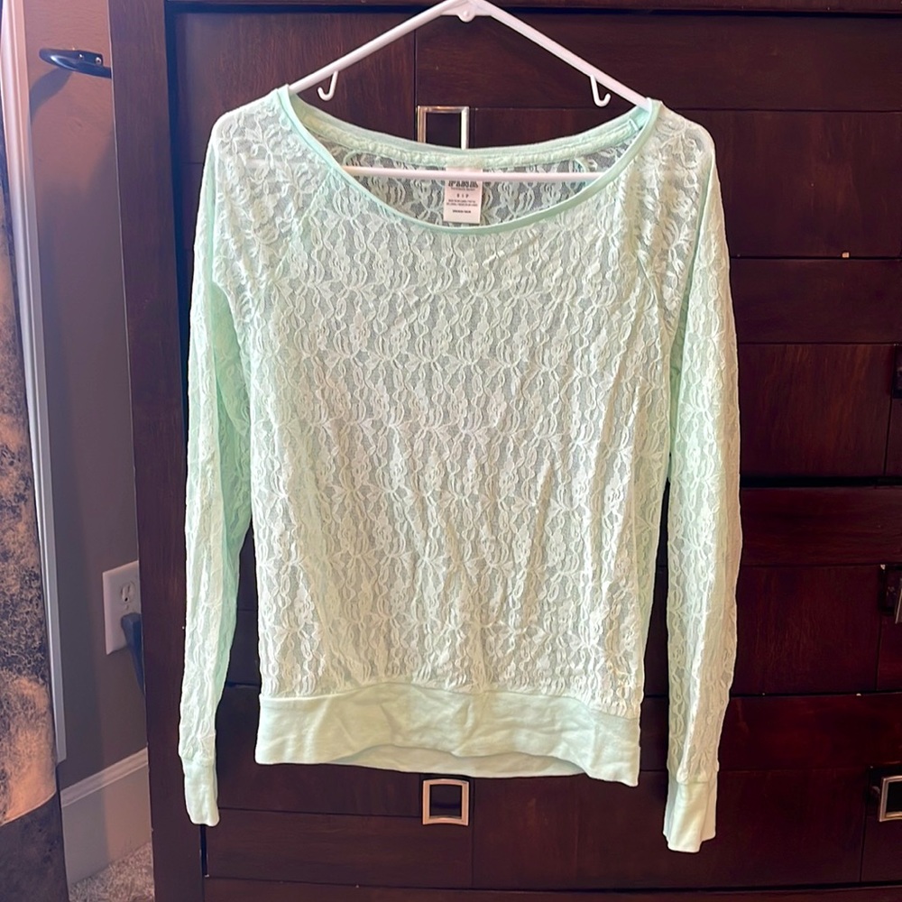 Pink Victoria’s Secret Lace Top in Mint Green